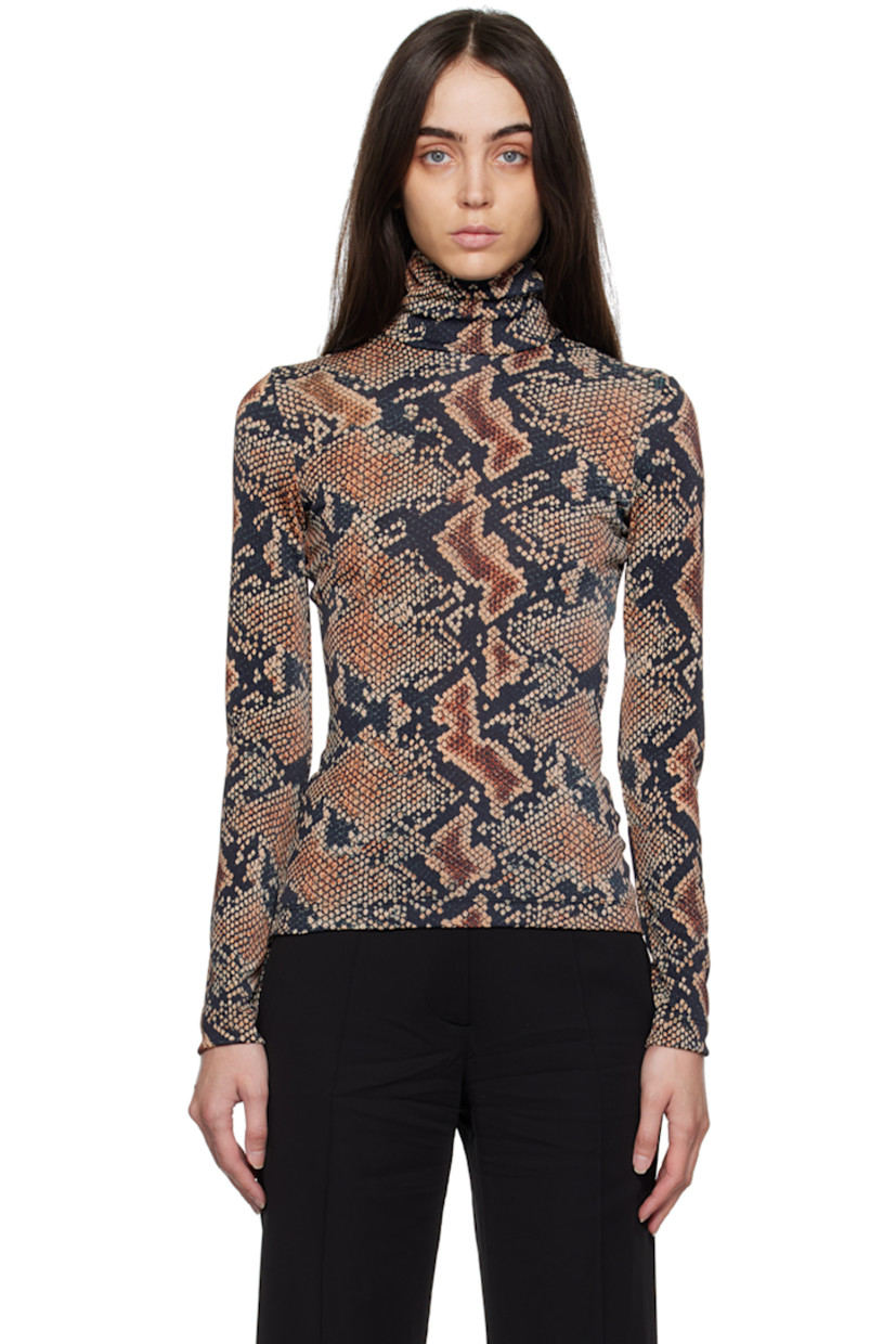 Viscose jersey pullover. 

· Turtleneck 
· Graphic pattern printed throughout

Supplier color: Snake print
