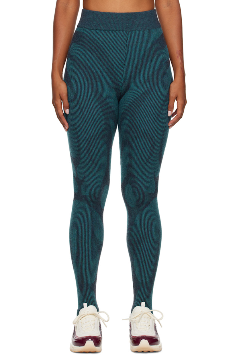 Rib knit virgin wool leggings. Graphic knit throughout. 

· Elasticized waistband 
· Stirrup at cuffs 

Supplier color: Azure/Charcoal