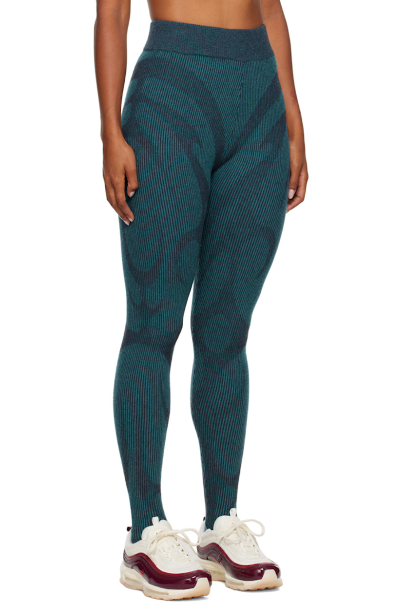 Rib knit virgin wool leggings. Graphic knit throughout. 

· Elasticized waistband 
· Stirrup at cuffs 

Supplier color: Azure/Charcoal