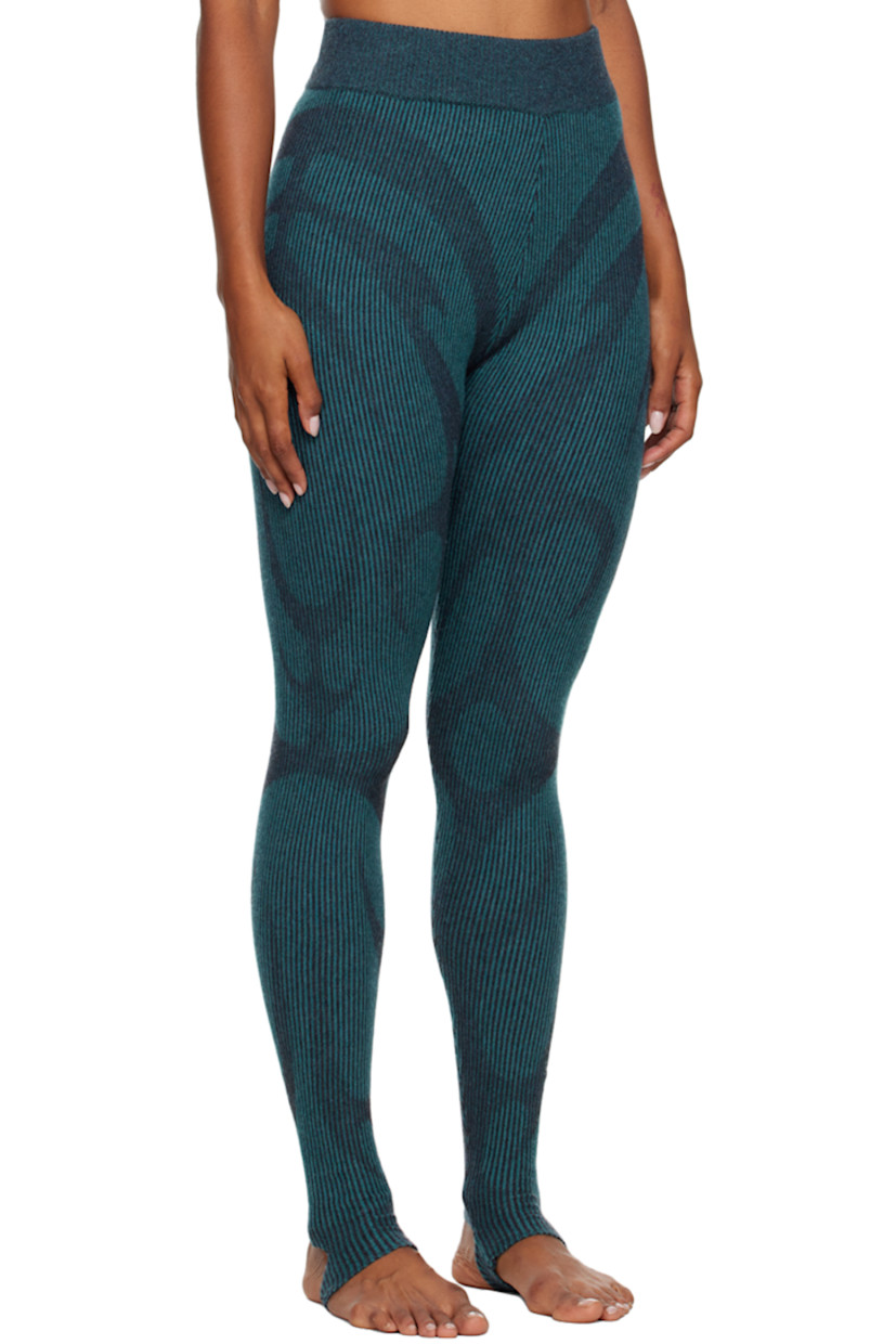 Rib knit virgin wool leggings. Graphic knit throughout. 

· Elasticized waistband 
· Stirrup at cuffs 

Supplier color: Azure/Charcoal