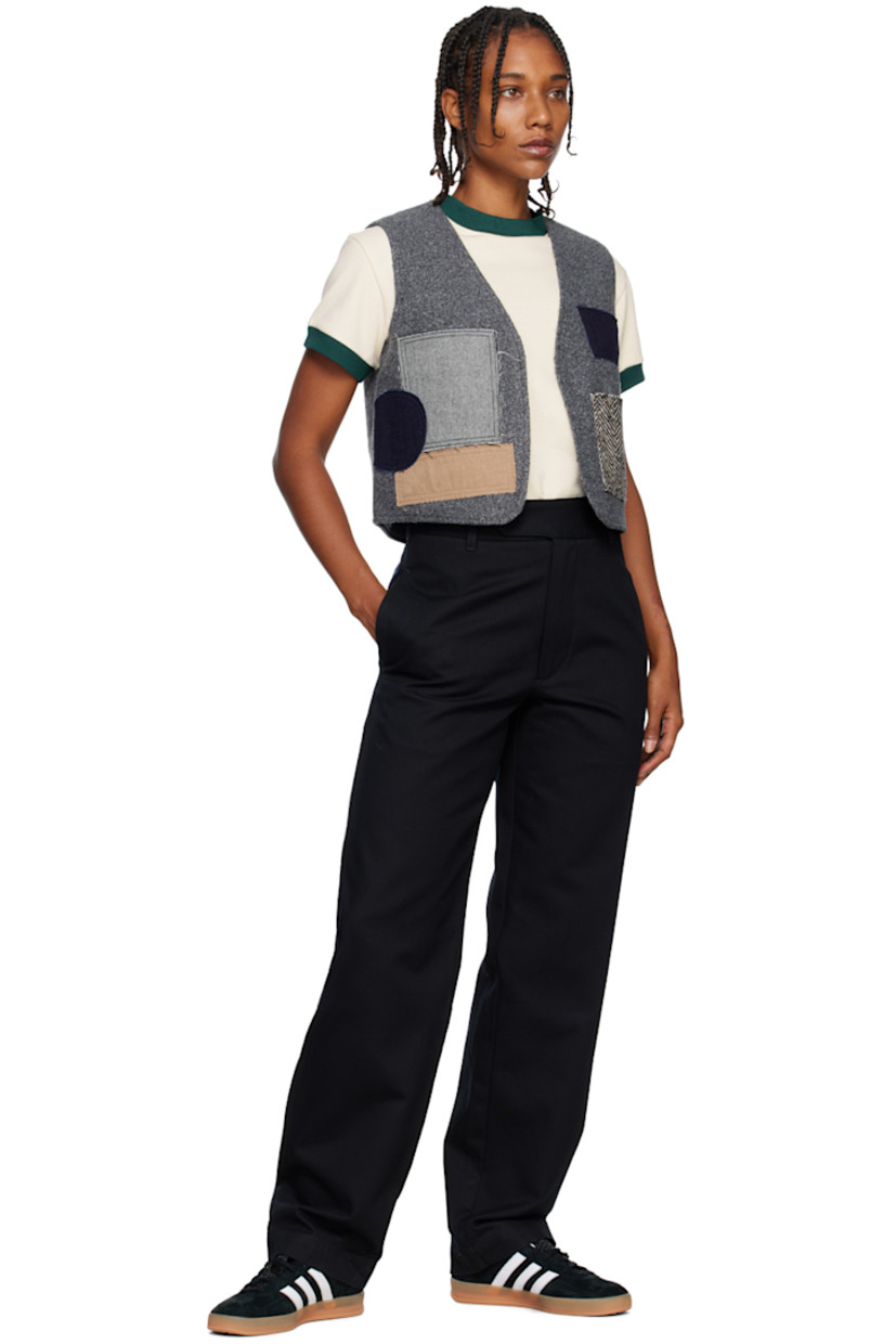 Straight-leg cotton twill trousers.

· Belt loops
· Four-pocket styling
· Zip-fly 
· Creased legs
· Partial plain-woven lining 

Supplier color: Black