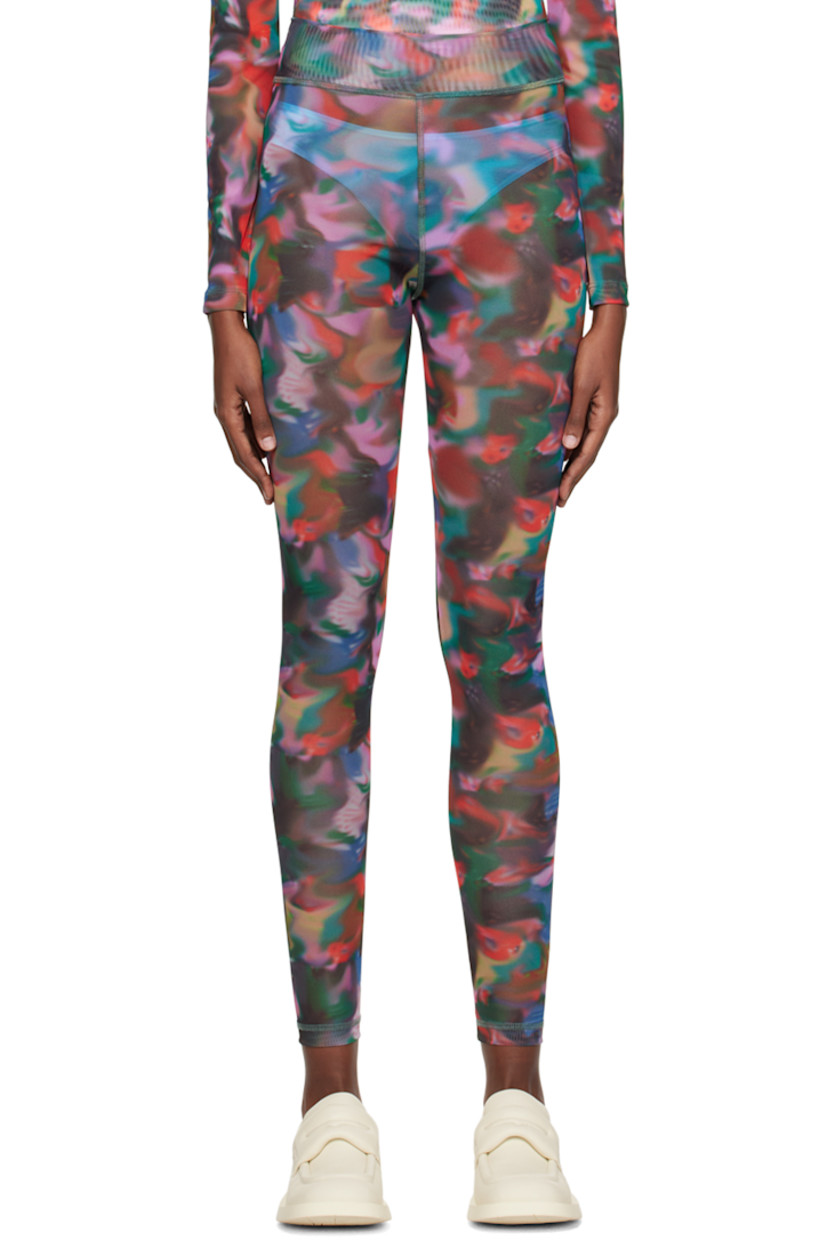 Semi-sheer stretch recycled polyester leggings. Graphic pattern printed throughout.

Supplier color: Brush strokes light