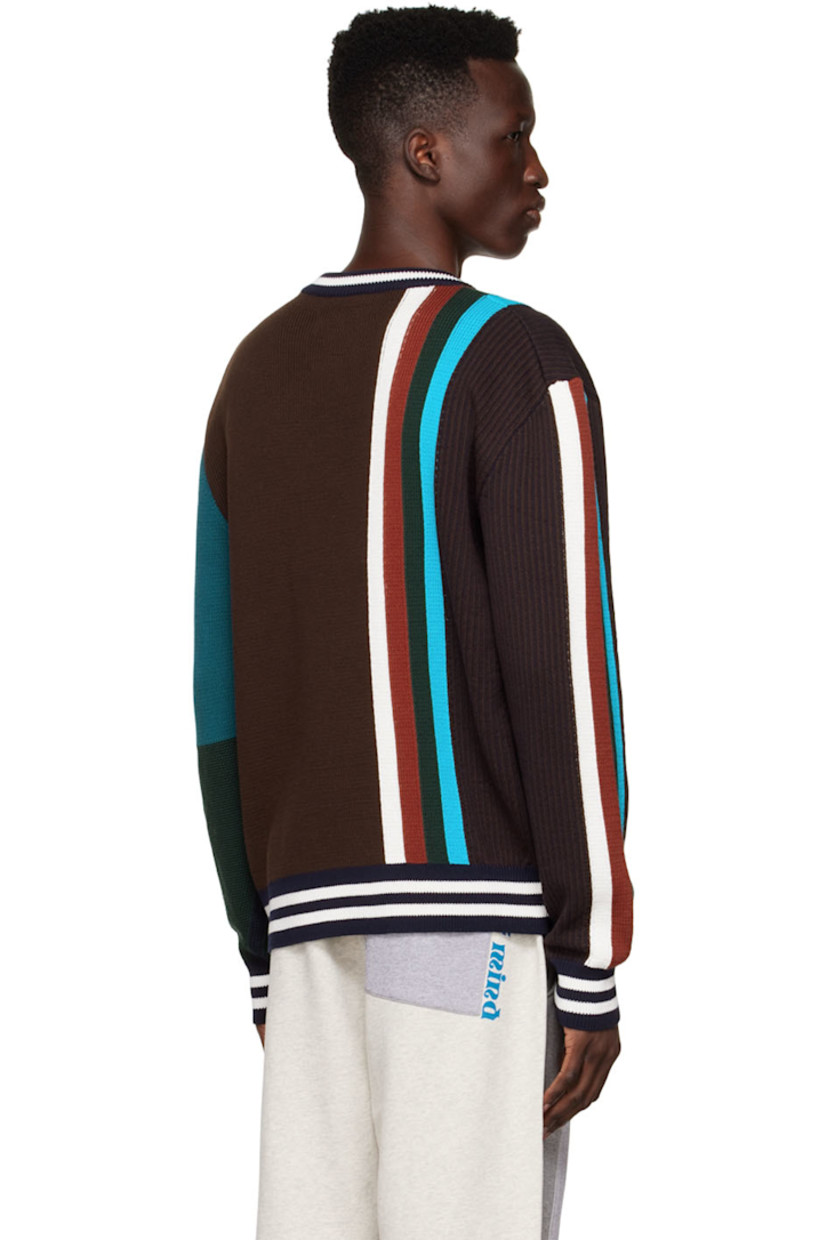 Paneled rib knit cotton sweater. 

· Crewneck
· Bouclé text at front 

Wholesale exclusivity at SSENSE.

Supplier color: Green