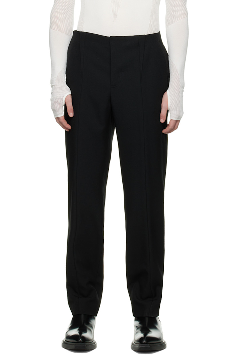 Tapered wool-blend canvas trousers. 

· Pleats at front waistband
· Four-pocket styling
· Zip-fly
· Central creases at back

Supplier color: Black