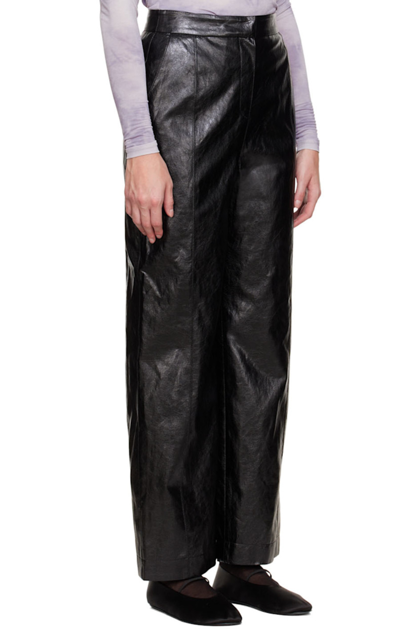 Straight-leg grained faux-leather pants. 

· Paneled construction 
· Three-pocket styling
· Zip-fly
· Full satin lining

Supplier color: Black