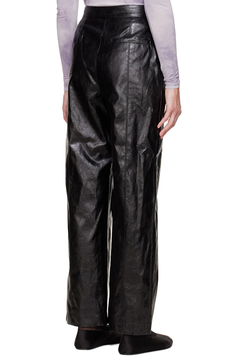 Straight-leg grained faux-leather pants. 

· Paneled construction 
· Three-pocket styling
· Zip-fly
· Full satin lining

Supplier color: Black