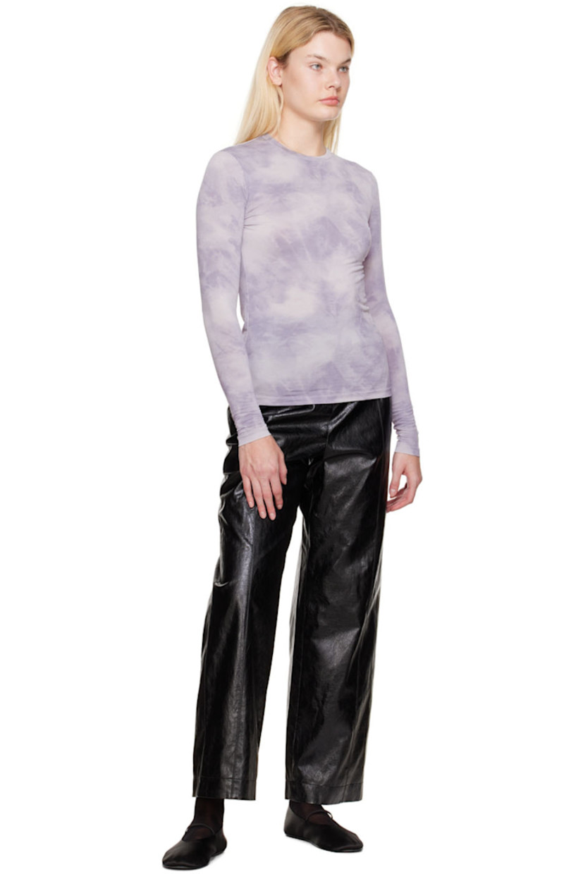 Straight-leg grained faux-leather pants. 

· Paneled construction 
· Three-pocket styling
· Zip-fly
· Full satin lining

Supplier color: Black
