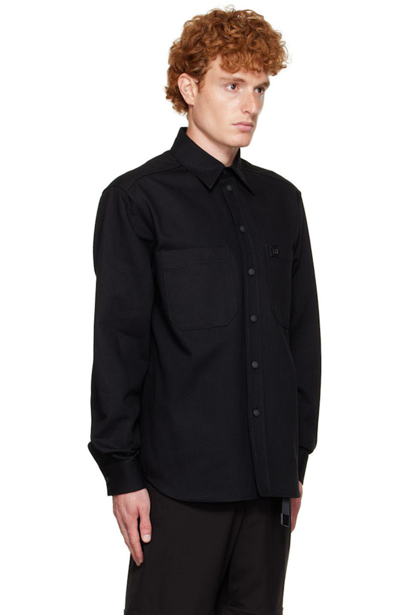 Cotton twill shirt. 

· Spread collar
· Button closure
· Patch pockets 
· Shirttail hem

Supplier color: Black