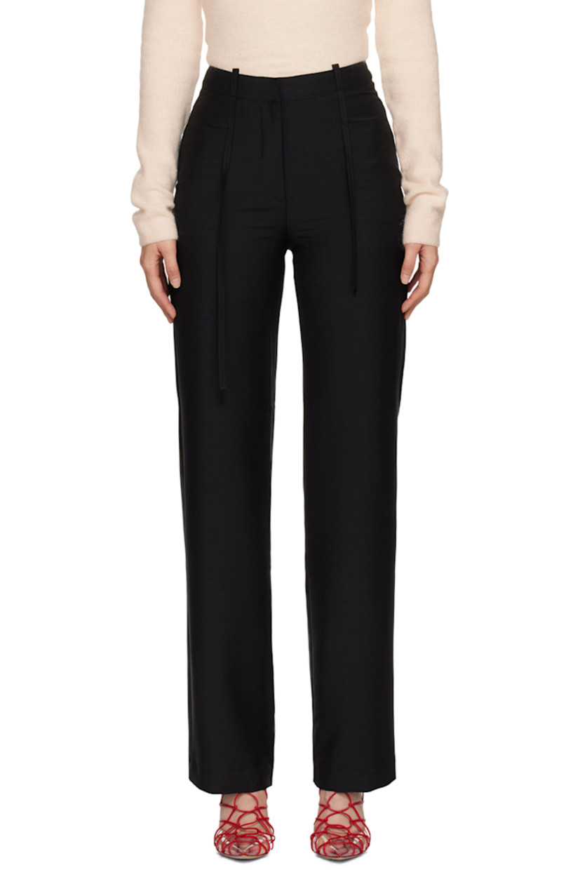 Plain-woven mohair and wool-blend trousers. 

· Belt loops
· Self-tie straps at waistband
· Three-pocket styling
�· Zip-fly

Supplier color: Black