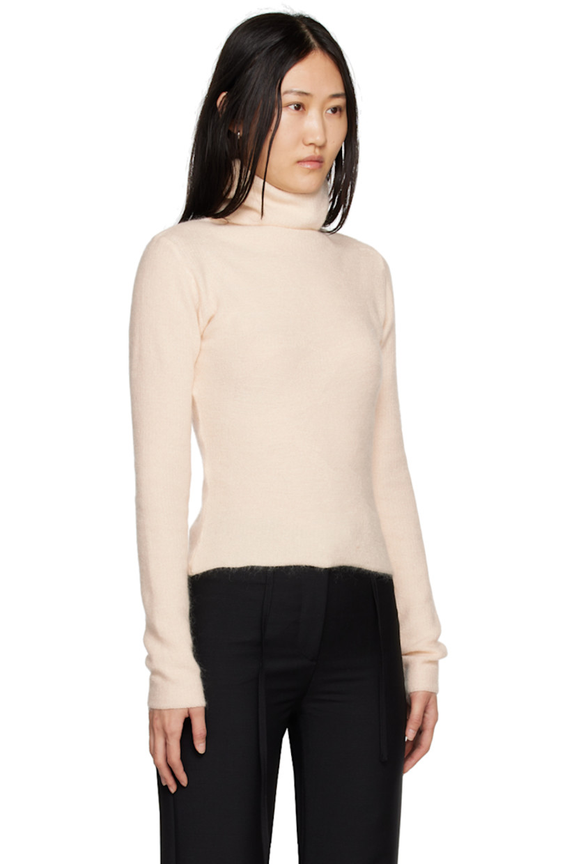 Stretch purl knit nylon and mohair-blend sweater. Turtleneck. 

Supplier color: Blush