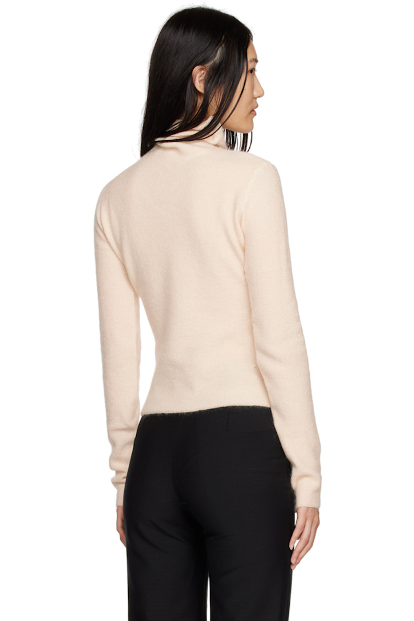 Stretch purl knit nylon and mohair-blend sweater. Turtleneck. 

Supplier color: Blush