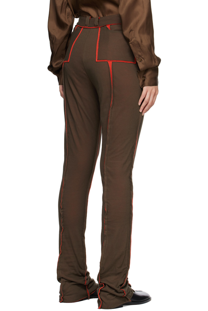 Cotton double jersey lounge pants. Exposed seams with raw edges throughout.

· Belt loops
· Four-pocket styling
· Button-fly

Supplier color: Brown/Red