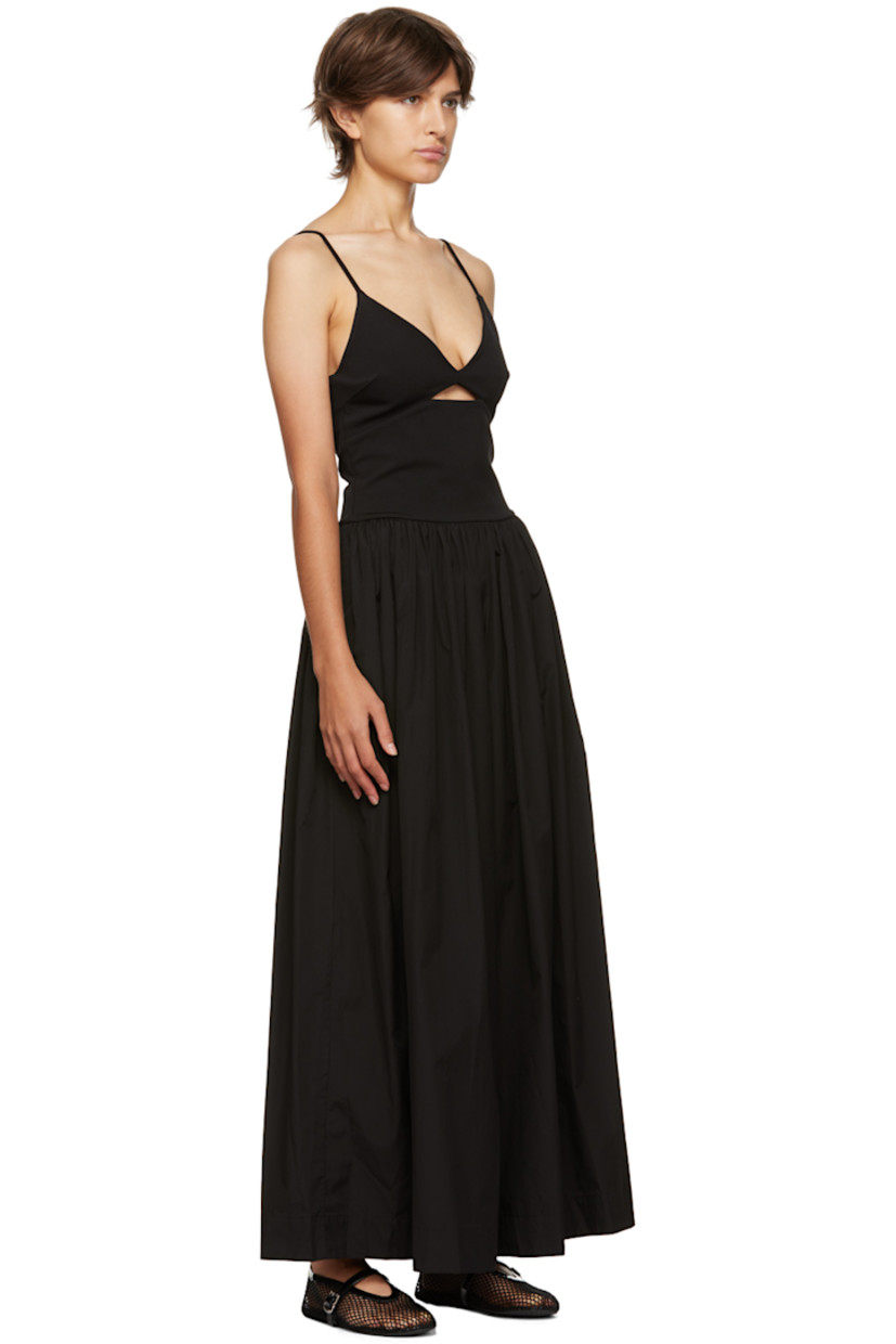 Stretch FSC®-certified knit viscose-blend and organic cotton poplin dress.

· Paneled construction
· V-neck
· Cutout and darts at front
· Fixed spaghetti straps
· Gathering at front and back waist
· Zip closure at low back

Supplier color: Black