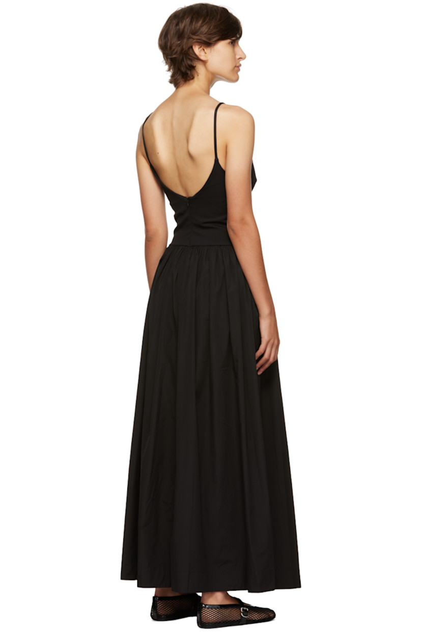 Stretch FSC®-certified knit viscose-blend and organic cotton poplin dress.

· Paneled construction
· V-neck
· Cutout and darts at front
· Fixed spaghetti straps
· Gathering at front and back waist
· Zip closure at low back

Supplier color: Black