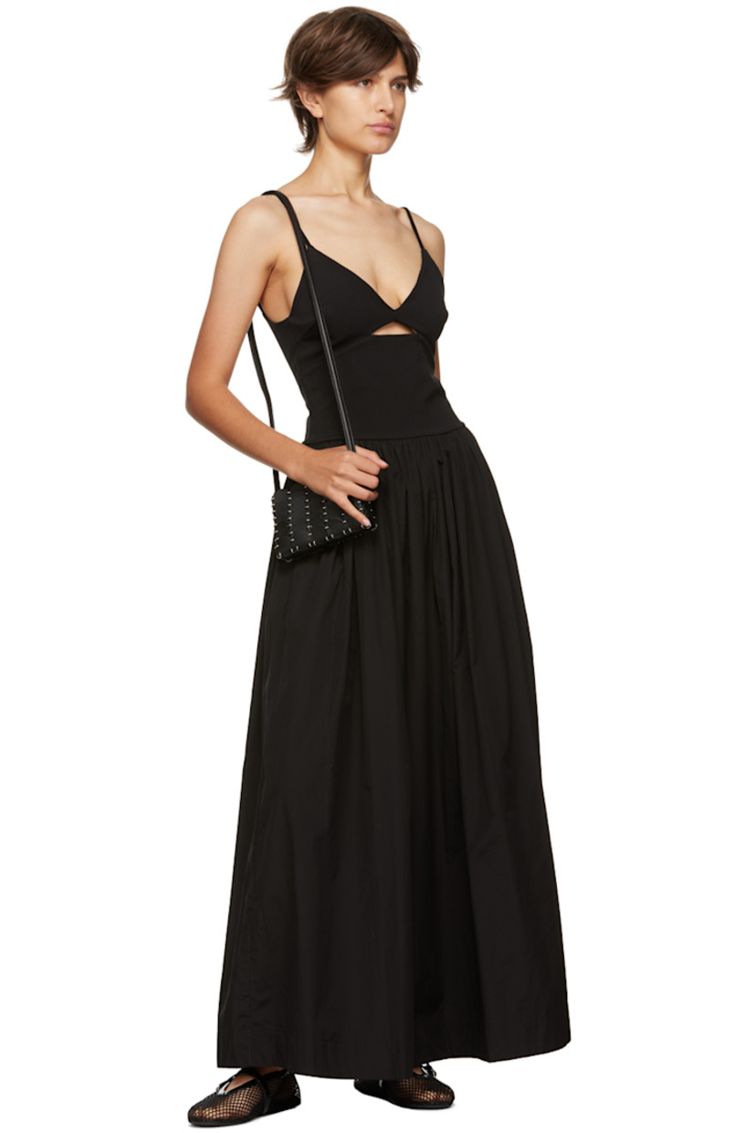 Stretch FSC®-certified knit viscose-blend and organic cotton poplin dress.

· Paneled construction
· V-neck
· Cutout and darts at front
· Fixed spaghetti straps
· Gathering at front and back waist
· Zip closure at low back

Supplier color: Black