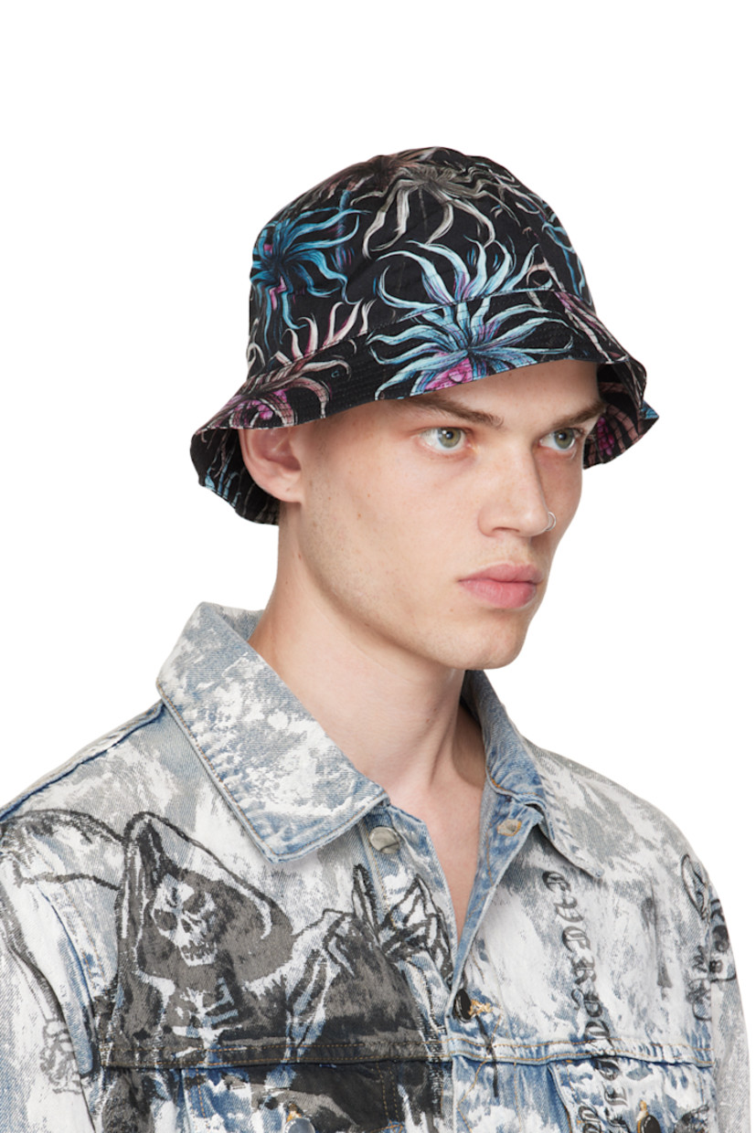 Tencel and viscose-blend twill bucket hat in black. Graphics printed throughout. 

· Quilted brim 
· Plain-woven lining 

This item is part of a limited run of 100

Supplier color: Multi