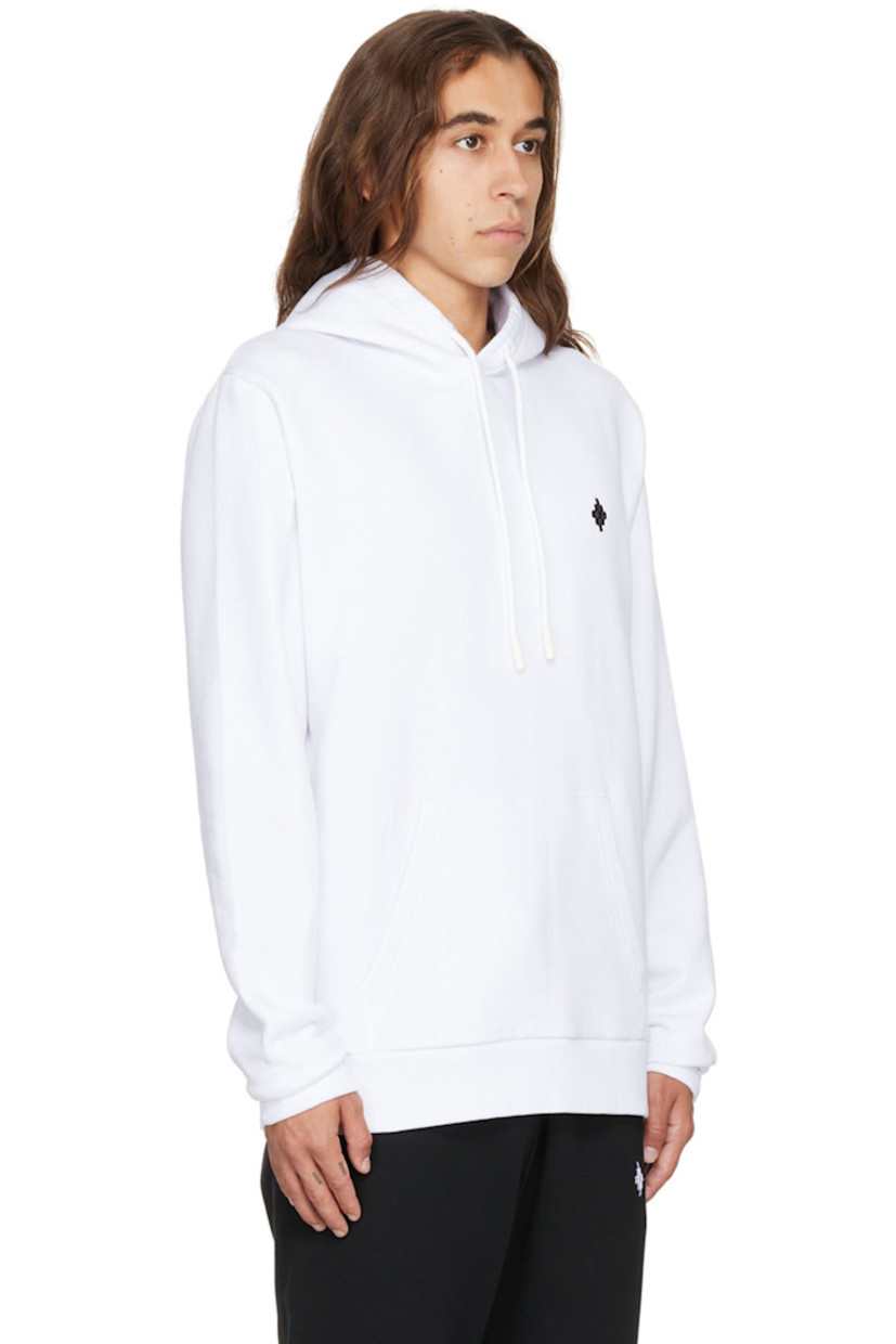 Organic cotton French terry hoodie.

· Drawstring at hood
· Logo embroidered at chest
· Kangaroo pocket
· Rib knit cuffs and hem 

Supplier color: White/Black