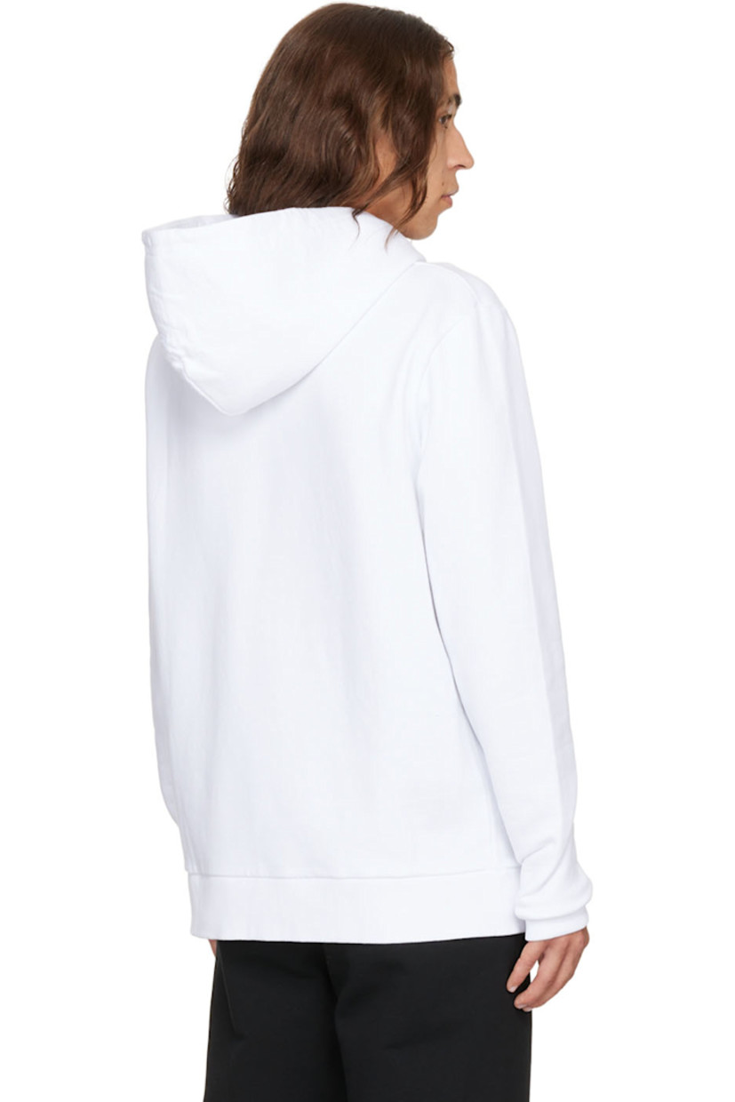 Organic cotton French terry hoodie.

· Drawstring at hood
· Logo embroidered at chest
· Kangaroo pocket
· Rib knit cuffs and hem 

Supplier color: White/Black