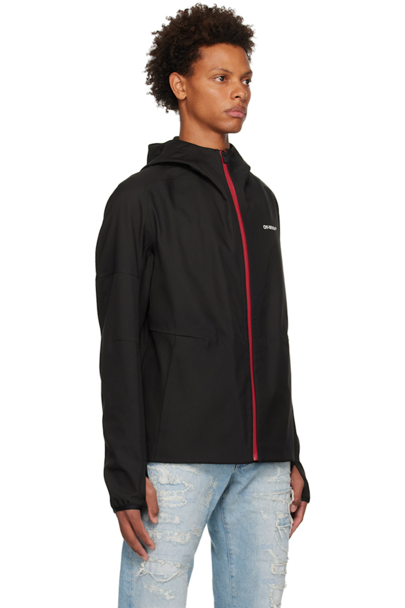 Polyester twill jacket.

· Hood at stand collar
· Zip closure
· Logo printed at chest
· Concealed zip pockets
· Full fleece lining

Supplier color: Black/White
