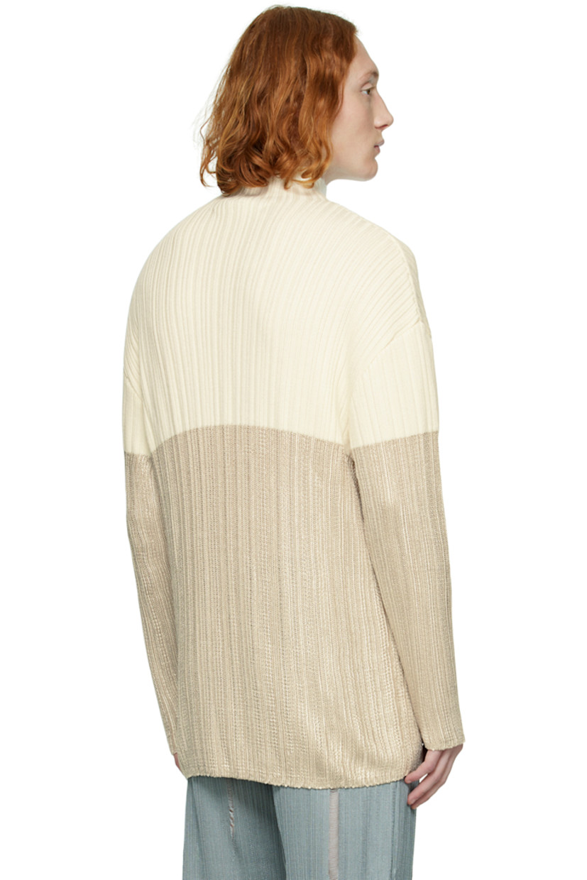 Rib knit acetate and virgin wool-blend sweater. Mock neck.

Supplier color: Off-white