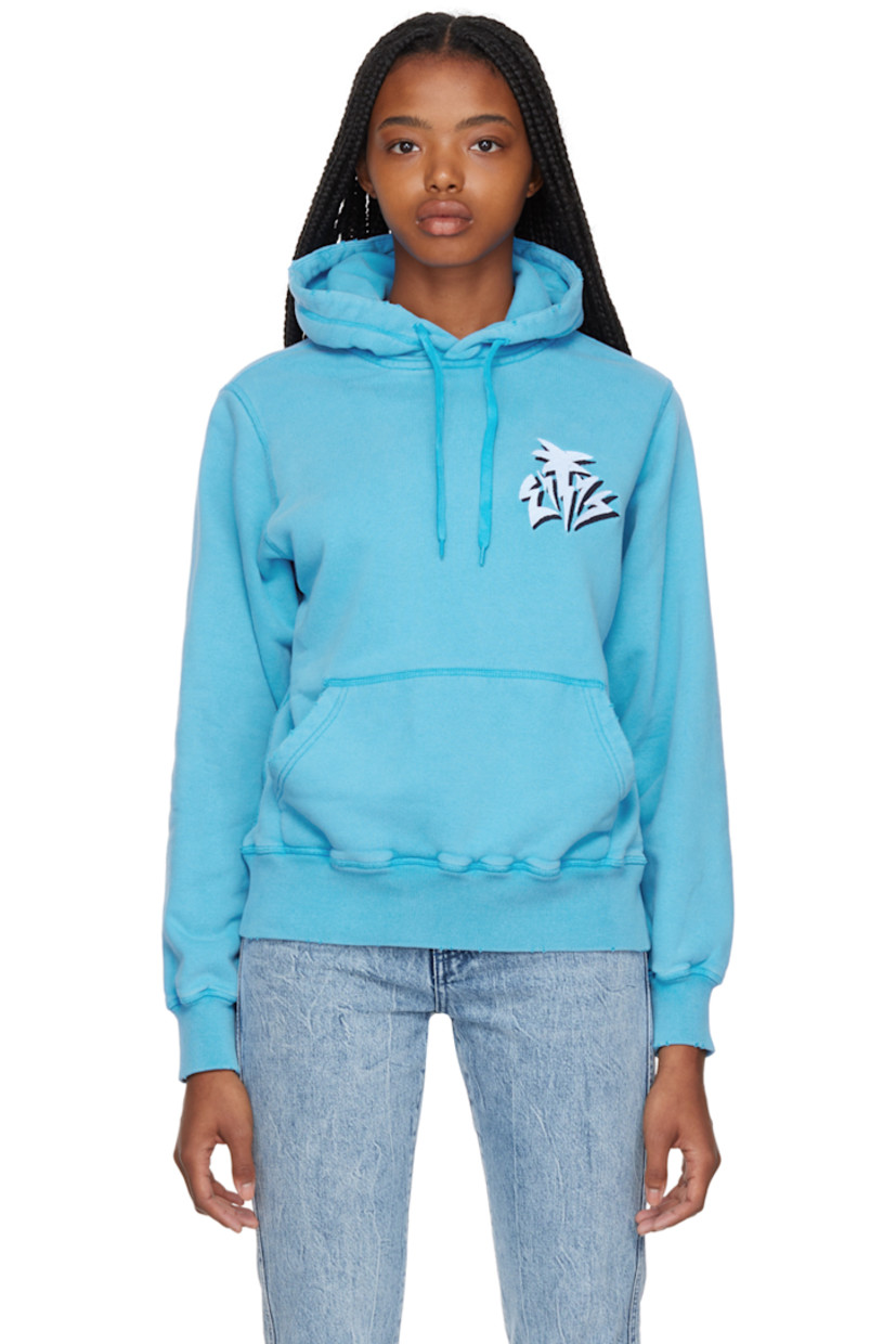 Organic cotton and cotton-blend french terry hoodie. Fading and distressing throughout.

· Drawstring at hood
· Logo embroidered at front
· Textile logo flag at side seam 
· Rib knit cuffs and hem 

Available exclusively at SSENSE. 

Supplier color: Blue