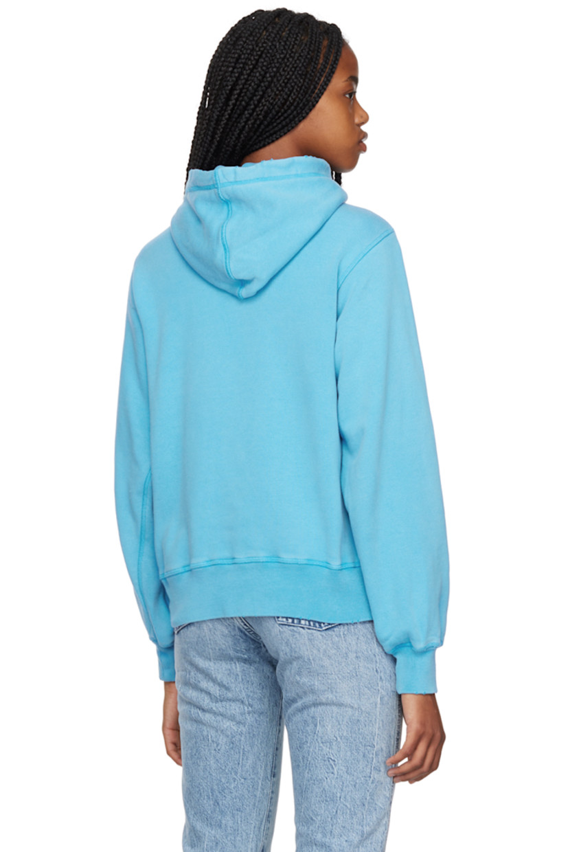 Organic cotton and cotton-blend french terry hoodie. Fading and distressing throughout.

· Drawstring at hood
· Logo embroidered at front
· Textile logo flag at side seam 
· Rib knit cuffs and hem 

Available exclusively at SSENSE. 

Supplier color: Blue