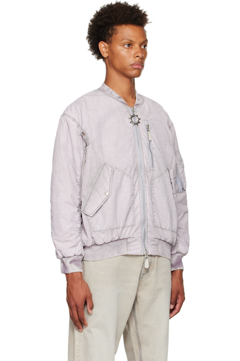 Nylon and cotton-blend faille bomber jacket. 

· Rib knit stand collar, cuffs, and hem
· Logo hardware at two-way zip closure
· Zip pocket at chest and sleeve 
· Flap pockets
· Full satin lining

Wholesale exclusivity at SSENSE. 

Supplier color: Quartz
