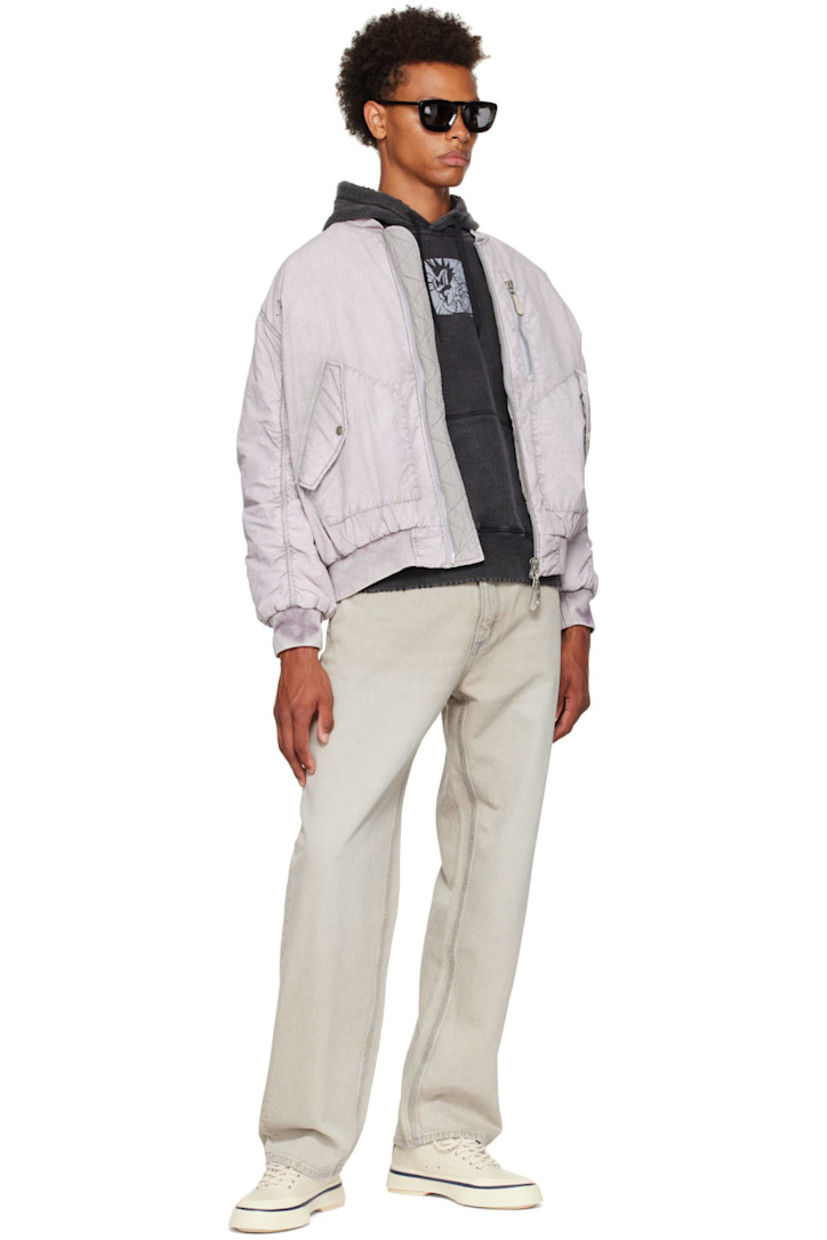 Nylon and cotton-blend faille bomber jacket. 

· Rib knit stand collar, cuffs, and hem
· Logo hardware at two-way zip closure
· Zip pocket at chest and sleeve 
· Flap pockets
· Full satin lining

Wholesale exclusivity at SSENSE. 

Supplier color: Quartz