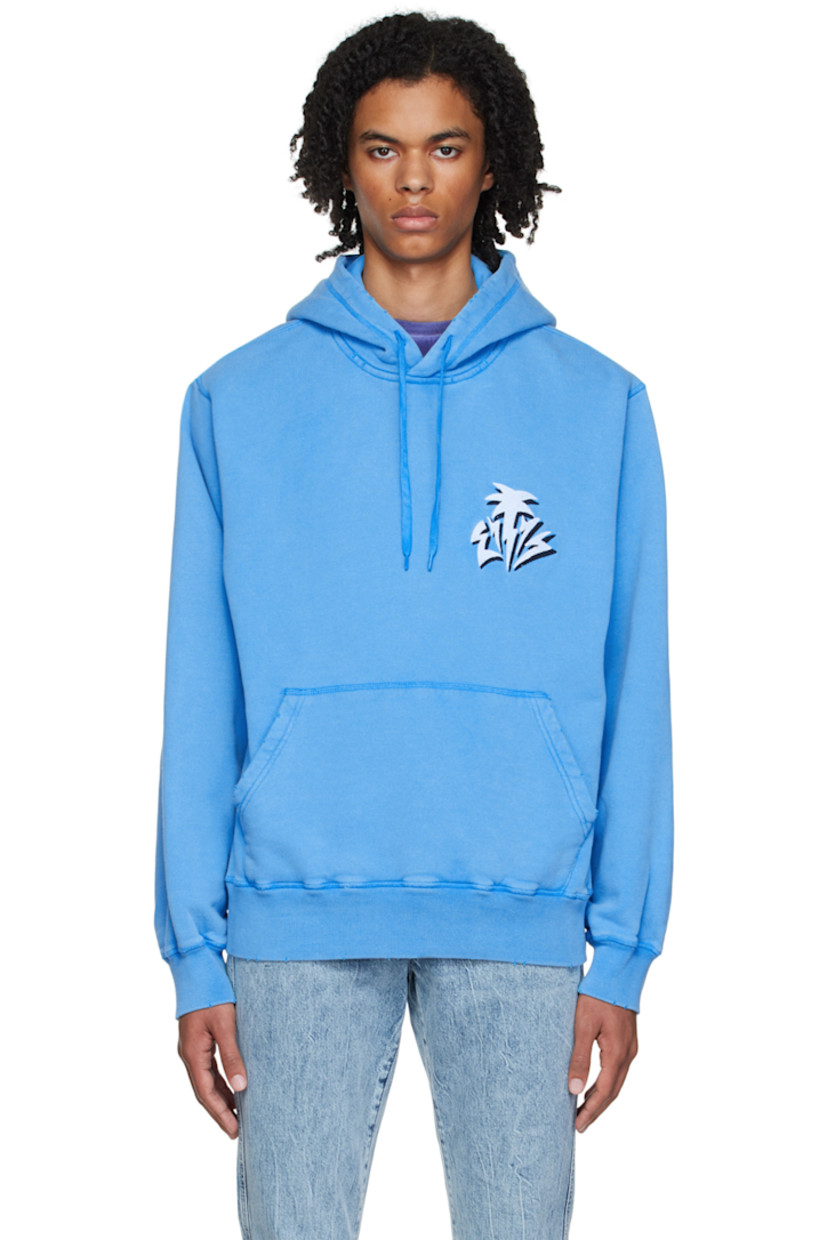 Organic cotton-blend French terry hoodie. Fading and distressing throughout. 

· Drawstring at hood
· Logo embroidered at chest
· Kangaroo pocket
· Textile logo flag at side seam
· Rib knit cuffs and hem

Wholesale exclusivity at SSENSE.

Supplier color: Aquamarine