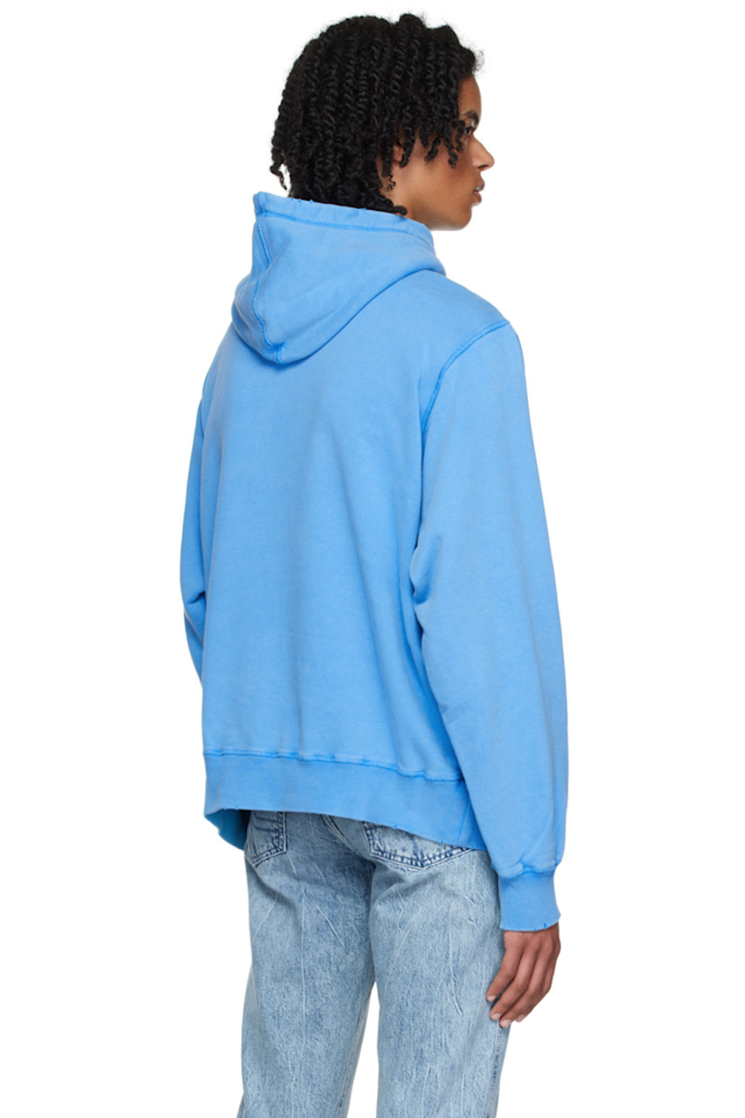 Organic cotton-blend French terry hoodie. Fading and distressing throughout. 

· Drawstring at hood
· Logo embroidered at chest
· Kangaroo pocket
· Textile logo flag at side seam
· Rib knit cuffs and hem

Wholesale exclusivity at SSENSE.

Supplier color: Aquamarine