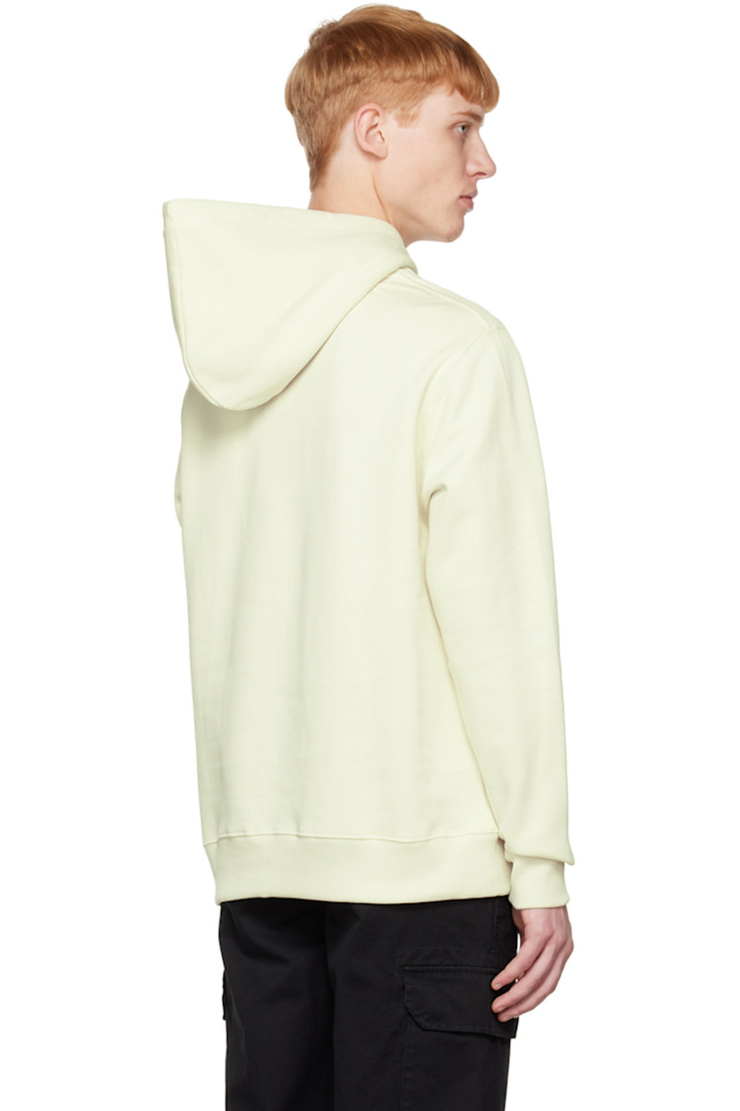 Organic cotton fleece hoodie. 

· Drawstring at hood
· Logo embroidered at front
· Kangaroo pocket 
· Rib knit hem and cuffs

Supplier color: Chalk