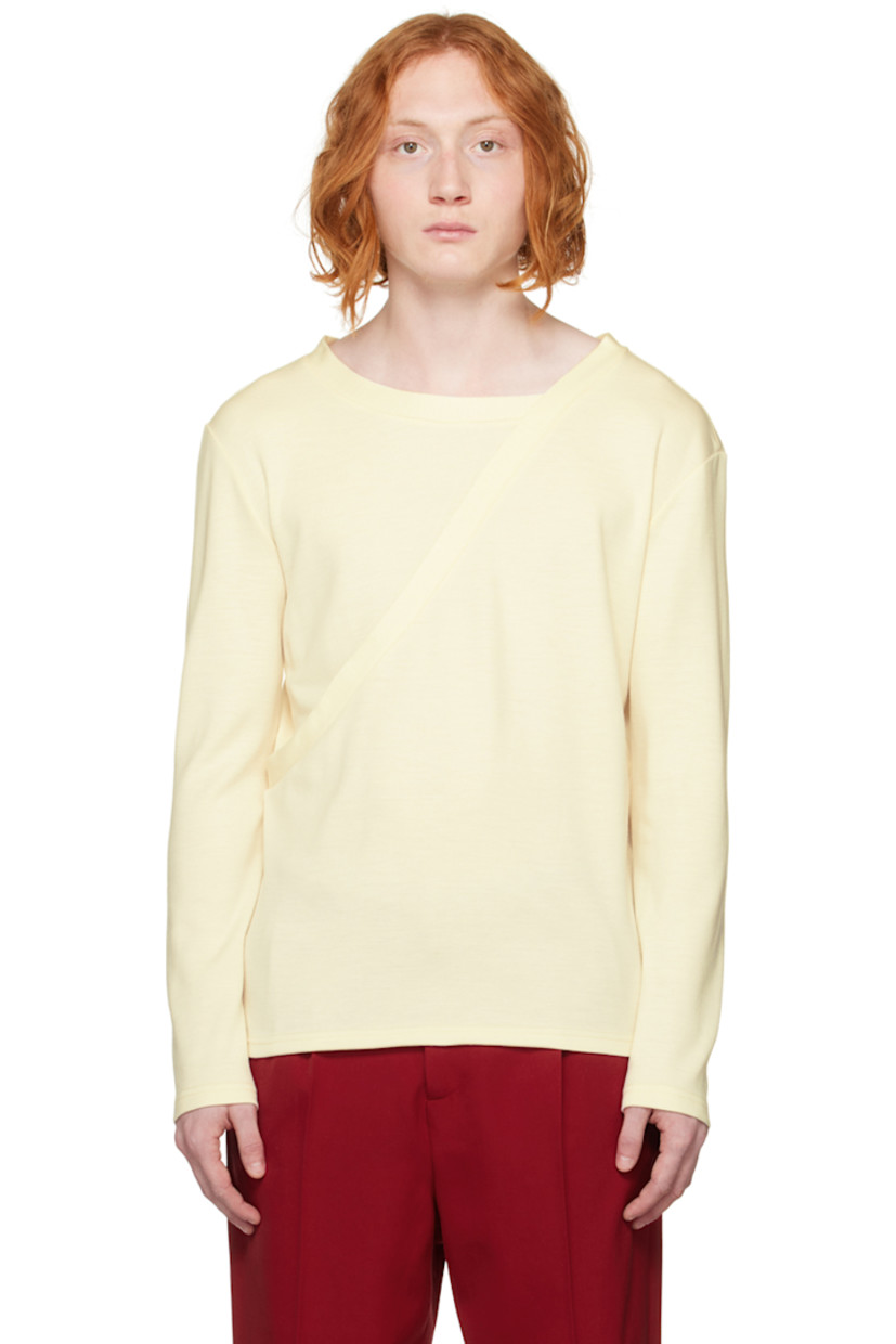 Long-sleeve wool jersey T-shirt.

· Wrap construction
· Modified round-neck

Available exclusively at SSENSE.

Supplier color: Cream