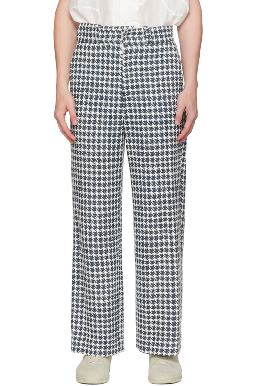 Cotton and polyester-blend tweed trousers. Houndstooth pattern throughout.

· High-rise
· Belt loops
· Four-pocket styling
· Zip-fly
· Full cotton-blend twill lining

Supplier color: Navy