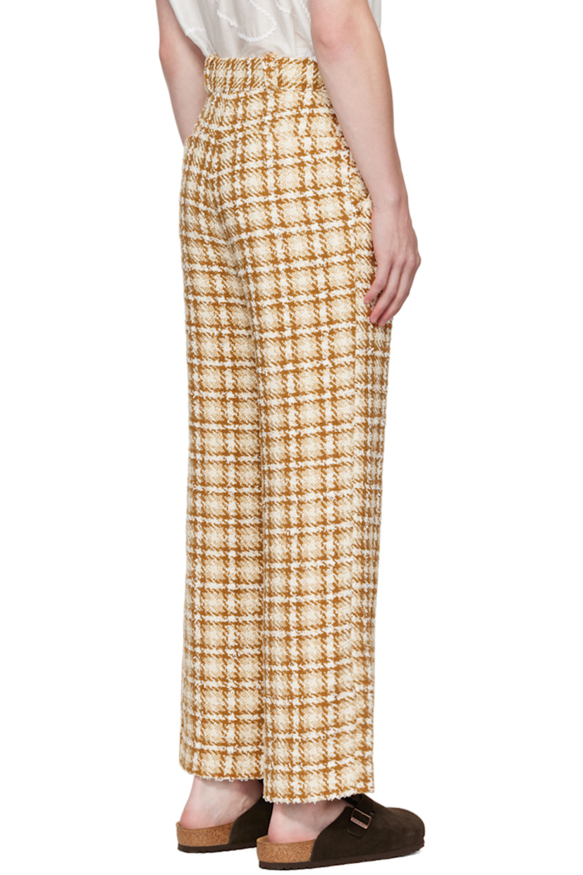 Straight-leg cotton and acrylic-blend tweed trousers. Check pattern throughout.

· High-rise
· Belt loops
· Four-pocket styling
· Zip-fly
· Full cotton-blend twill lining

Supplier color: Brown