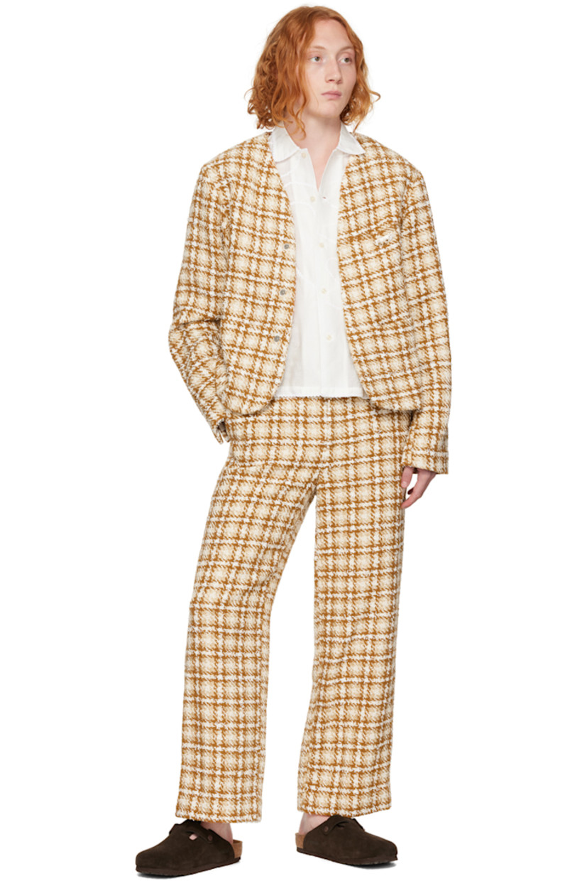 Straight-leg cotton and acrylic-blend tweed trousers. Check pattern throughout.

· High-rise
· Belt loops
· Four-pocket styling
· Zip-fly
· Full cotton-blend twill lining

Supplier color: Brown