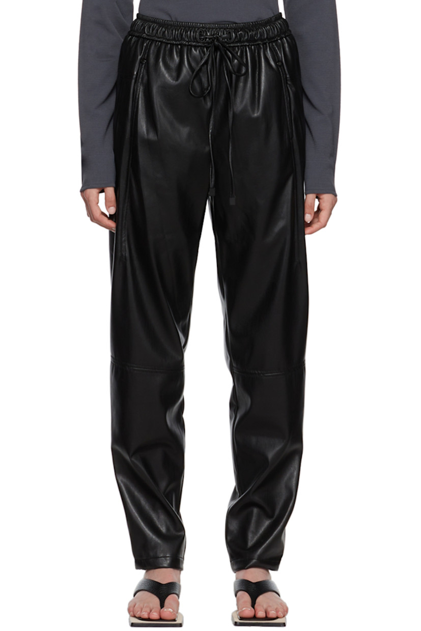 Faux-leather pants.

· Drawstring at elasticized waistband
· Two-pocket styling

Supplier color: Black