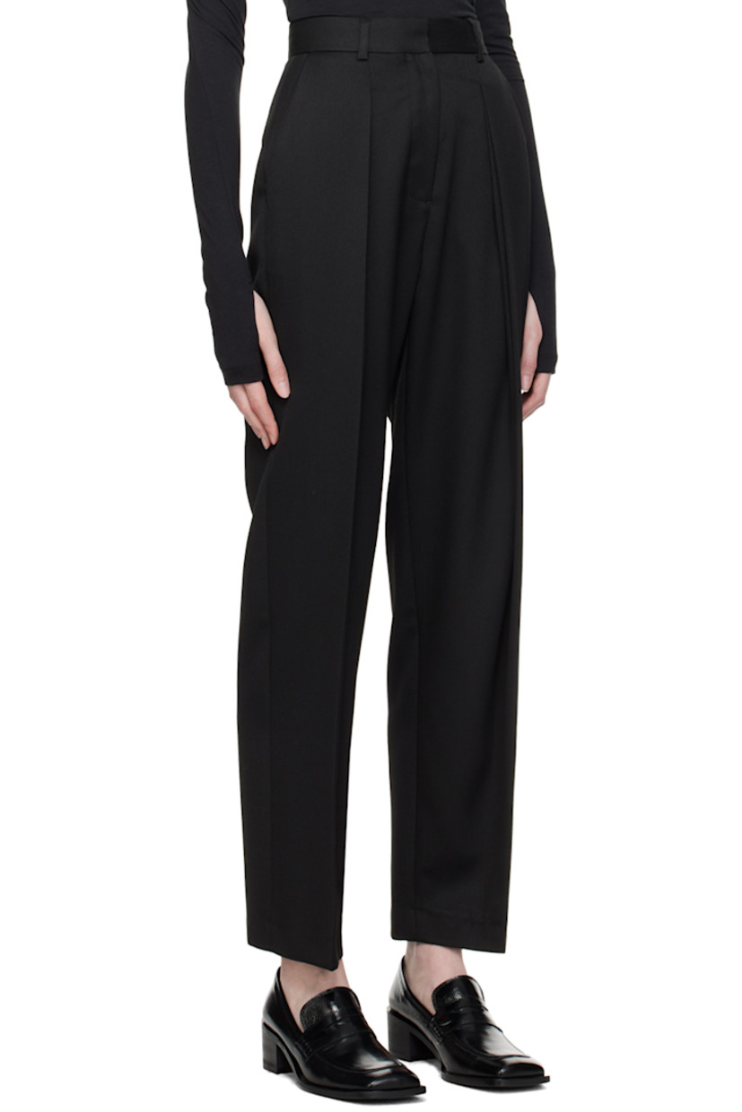 Straight-leg polyester-blend twill trousers.

· Belt loops
· Four-pocket styling
· Zip-fly
· Pleats at front
· Creased legs

Supplier color: Black
