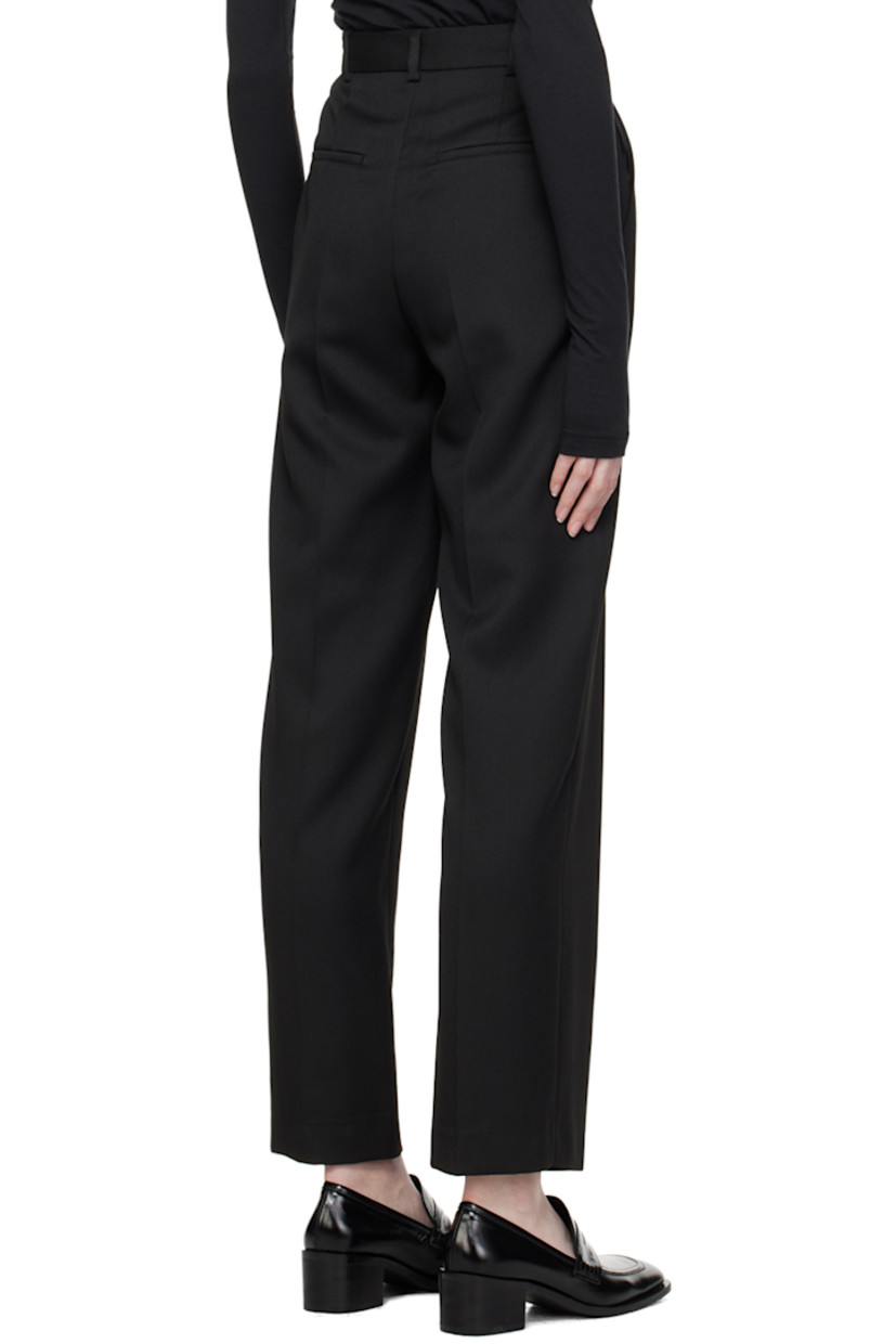 Straight-leg polyester-blend twill trousers.

· Belt loops
· Four-pocket styling
· Zip-fly
· Pleats at front
· Creased legs

Supplier color: Black