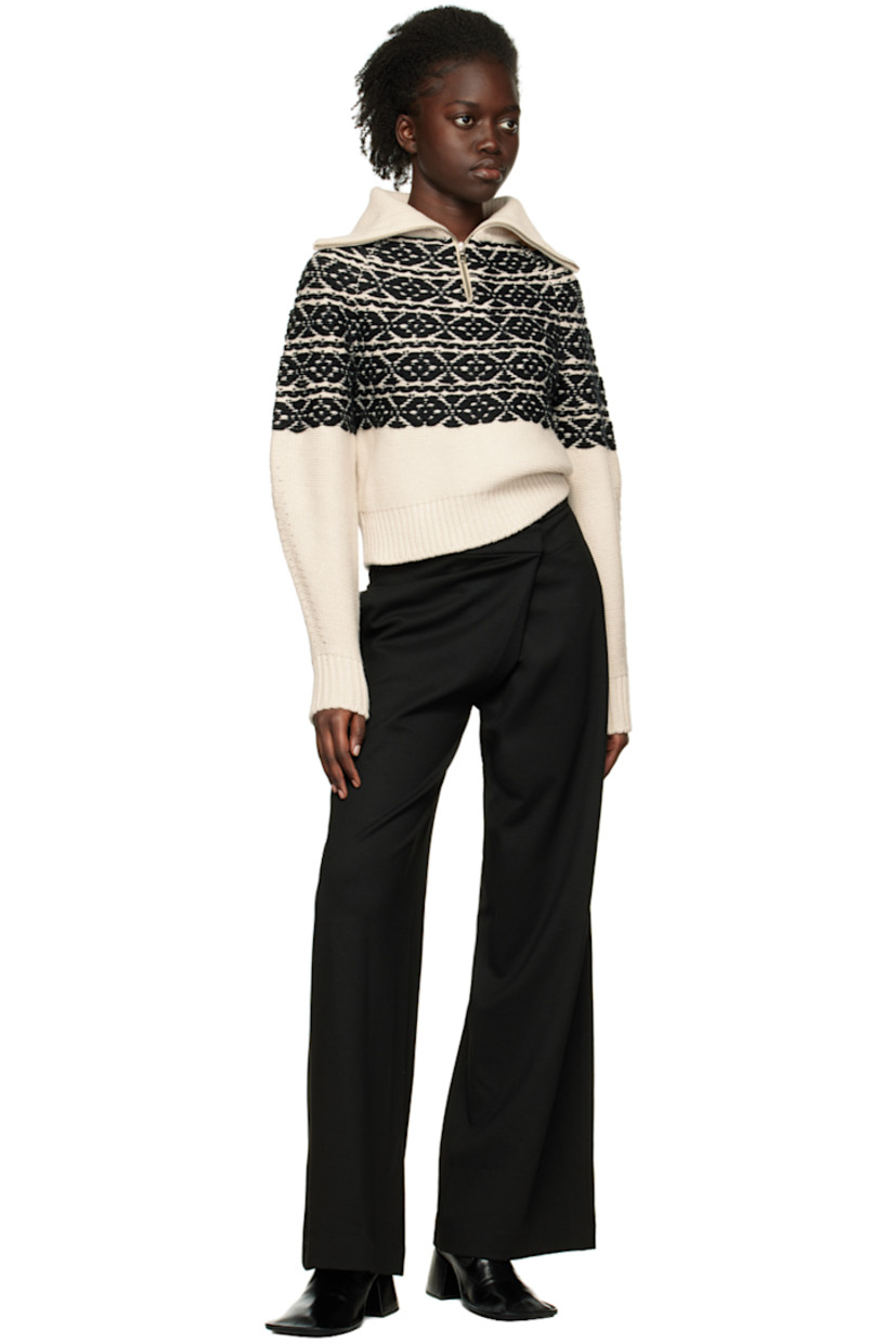 Knit stretch viscose trousers.

· Wrap construction
· Belt loops
· Two-pocket styling
· Pleat at front
· Partial viscose satin lining

Supplier color: Black