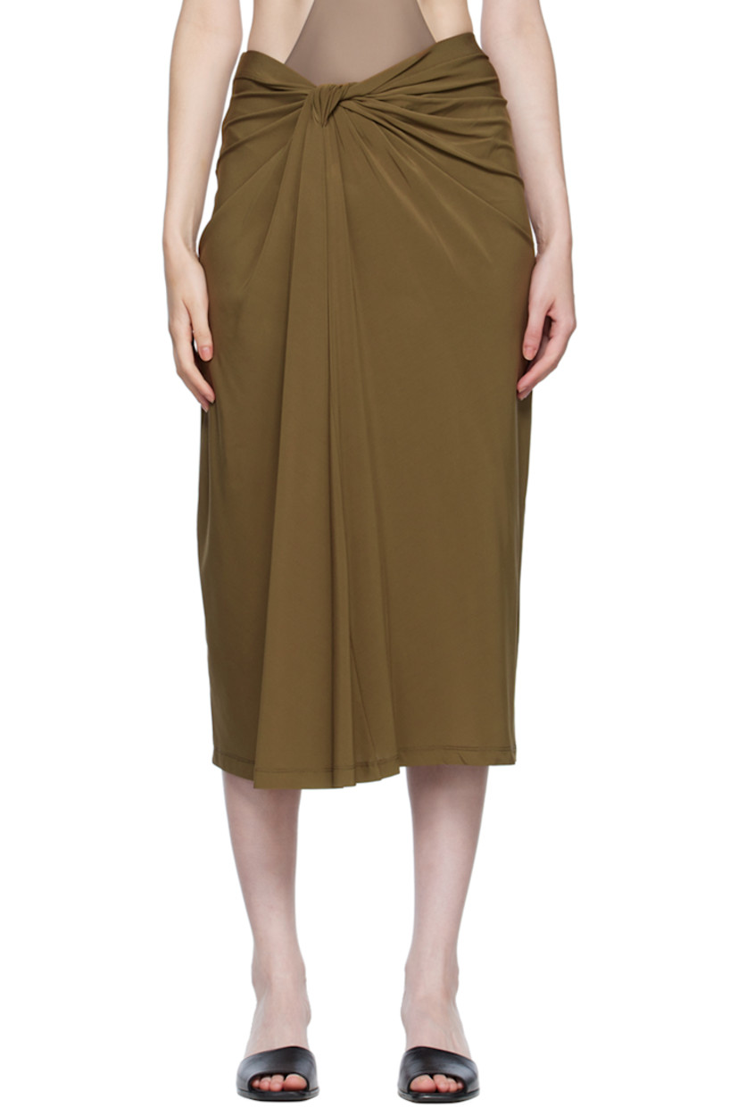 Stretch viscose jersey skirt. Knotted accent at elasticized waistband. 

Available exclusively at SSENSE.

Supplier color: Deset palm