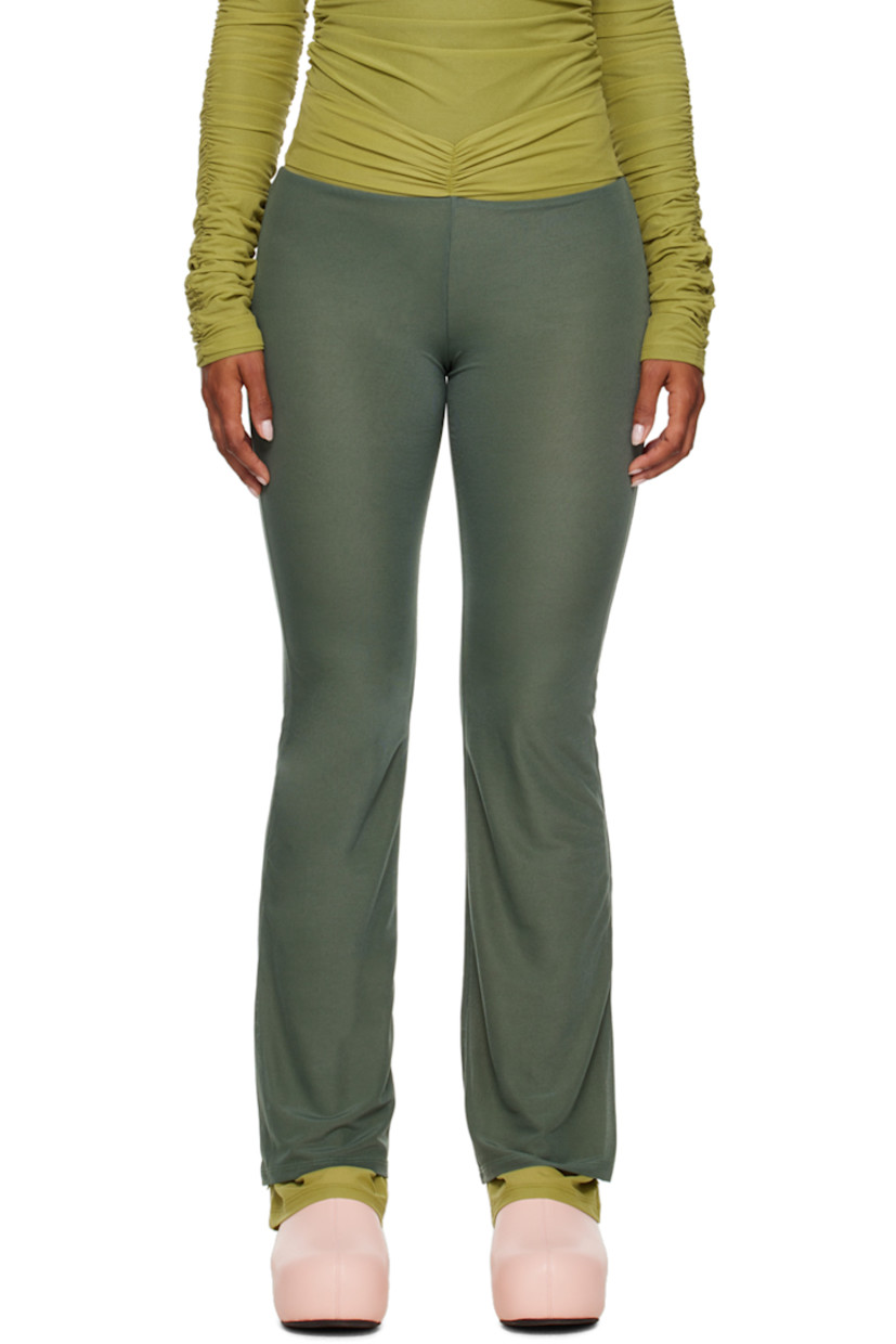 Slim-fit polyester mesh lounge pants. 

· Low-rise
· Ruching at waistband 
· Full mesh lining 

Supplier color: Alien green