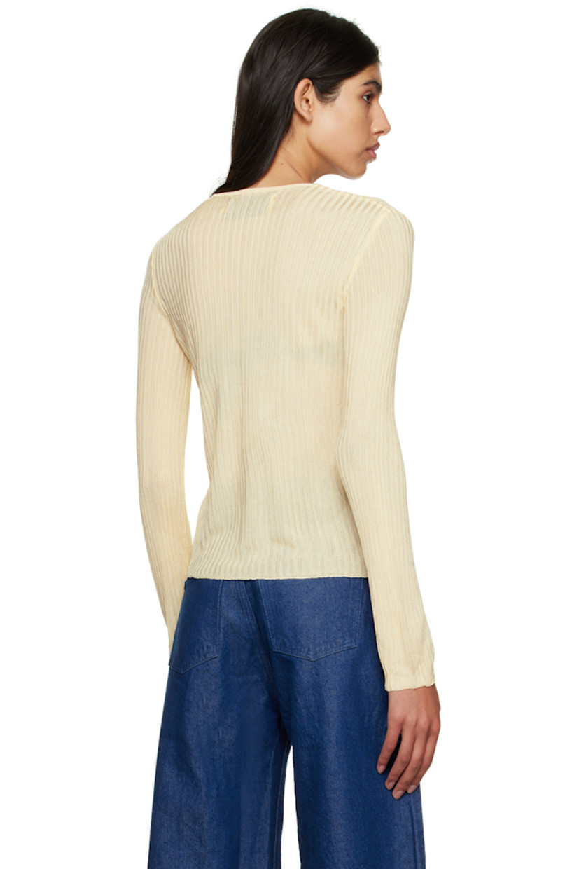 Rib knit viscose sweater. Crewneck. 

Supplier color: Beige
