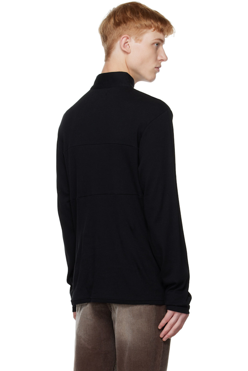 Rib knit cotton jersey sweater. 

· Paneled construction
· Modified press-stud and keyhole at mock neck
· Text printed at front
· Pinched seams at front and back

Supplier color: Black

Available exclusively at SSENSE.