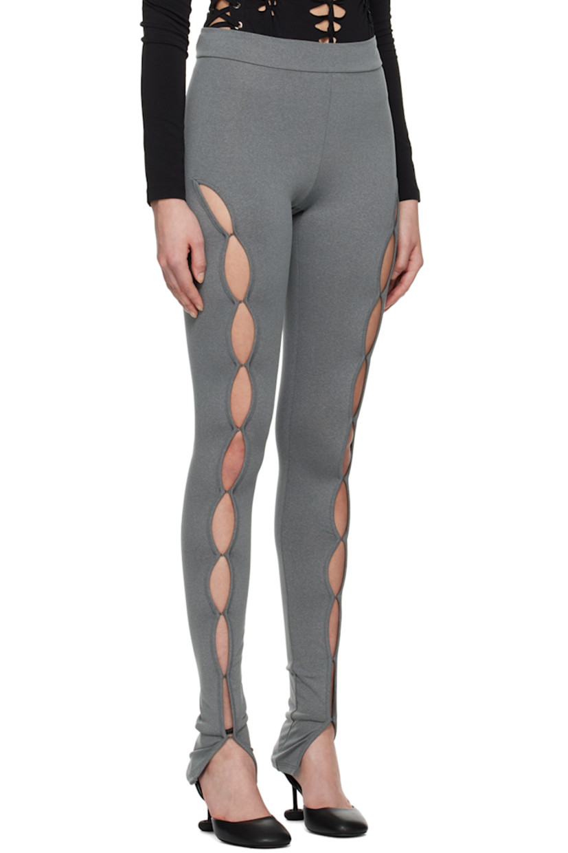 Stretch polyester jersey leggings. Vented side seams with hook-eye fastenings.

Supplier color: Gray