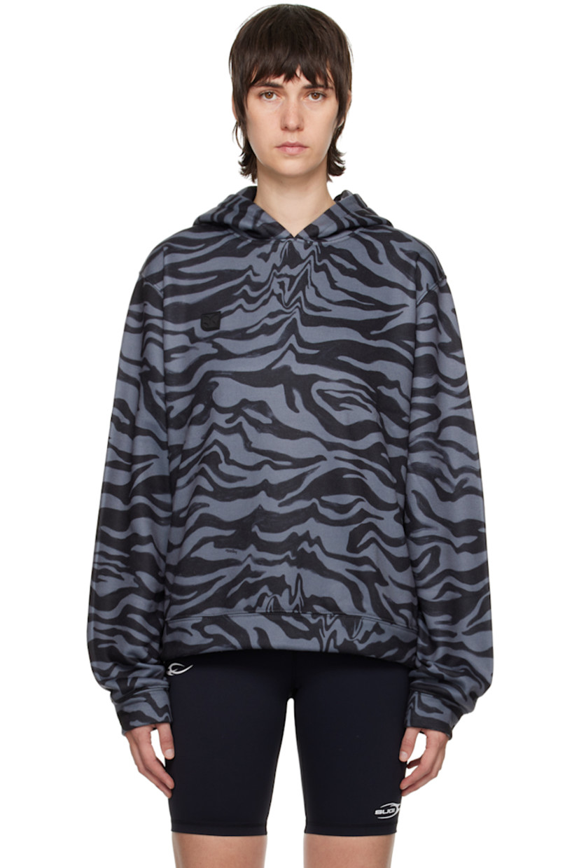 Cotton and polyester-blend fleece hoodie. Graphic pattern printed throughout.

Supplier color: Gray