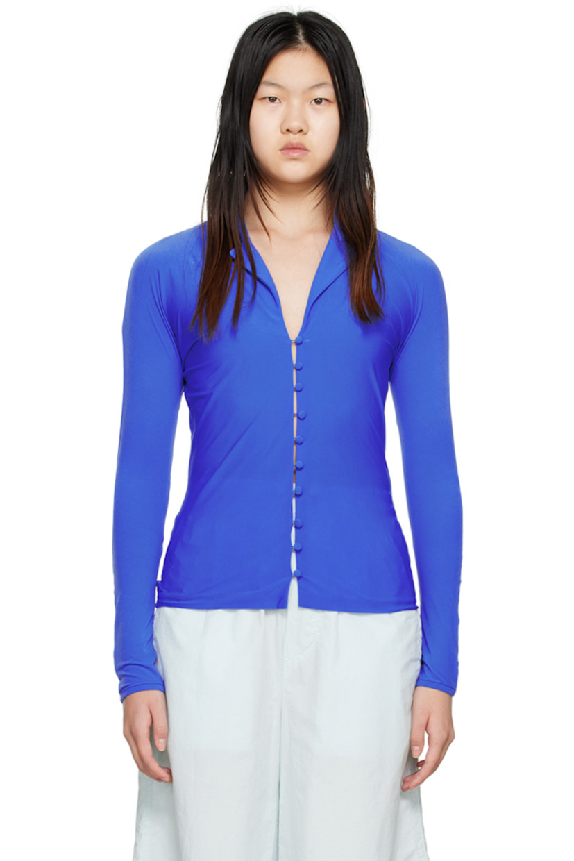 Stretch nylon jersey shirt. 

· Notched lapel
· Button closure

Supplier color: Light