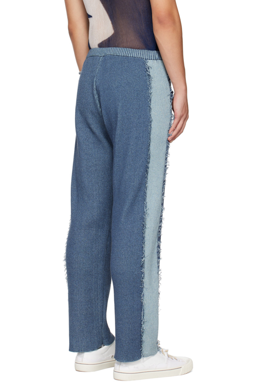 Paneled rib knit cotton lounge pants. Fading and frayed edges throughout. 

· Elasticized waistband
· Two-pocket styling

Part of the Sliver collection. 

Available exclusively at SSENSE.

Supplier color: Navy/Light blue