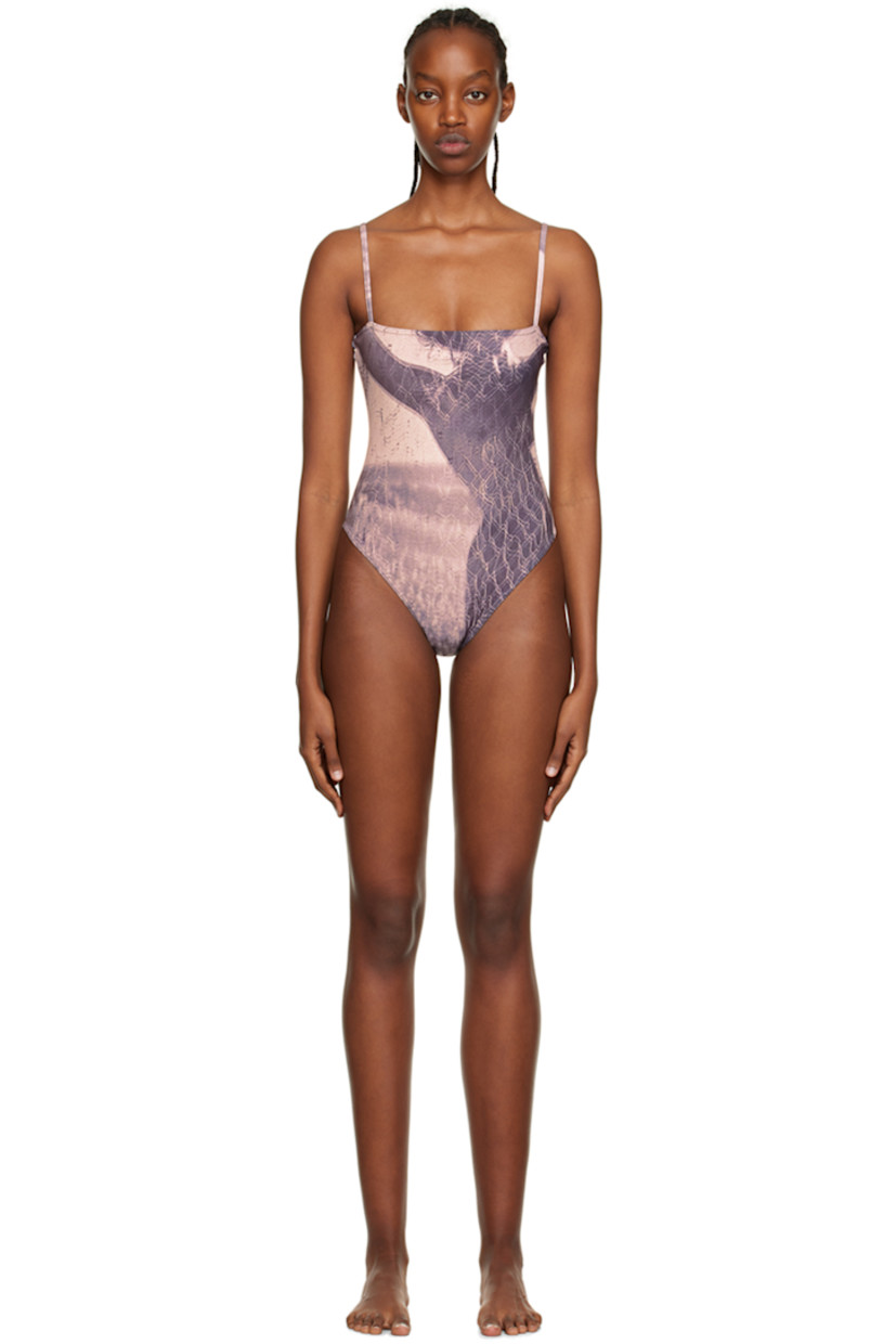 Stretch recycled polyester jersey one-piece swimsuit. Graphic pattern printed throughout.

· Straight neck
· Fixed shoulder straps
· Fully lined

Available exclusively at SSENSE.

Supplier color: Print