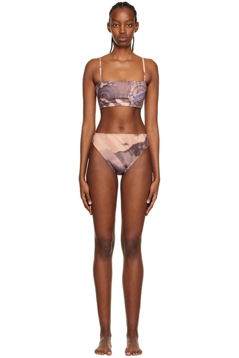 Stretch recycled polyester jersey bikini set. Graphic pattern printed throughout.

Bikini top
· Straight neck
· Fixed shoulder straps
· Fully lined

Bikini bottoms
· Elasticized waistband
· Fully lined

Available exclusively at SSENSE.

Supplier color: Brown