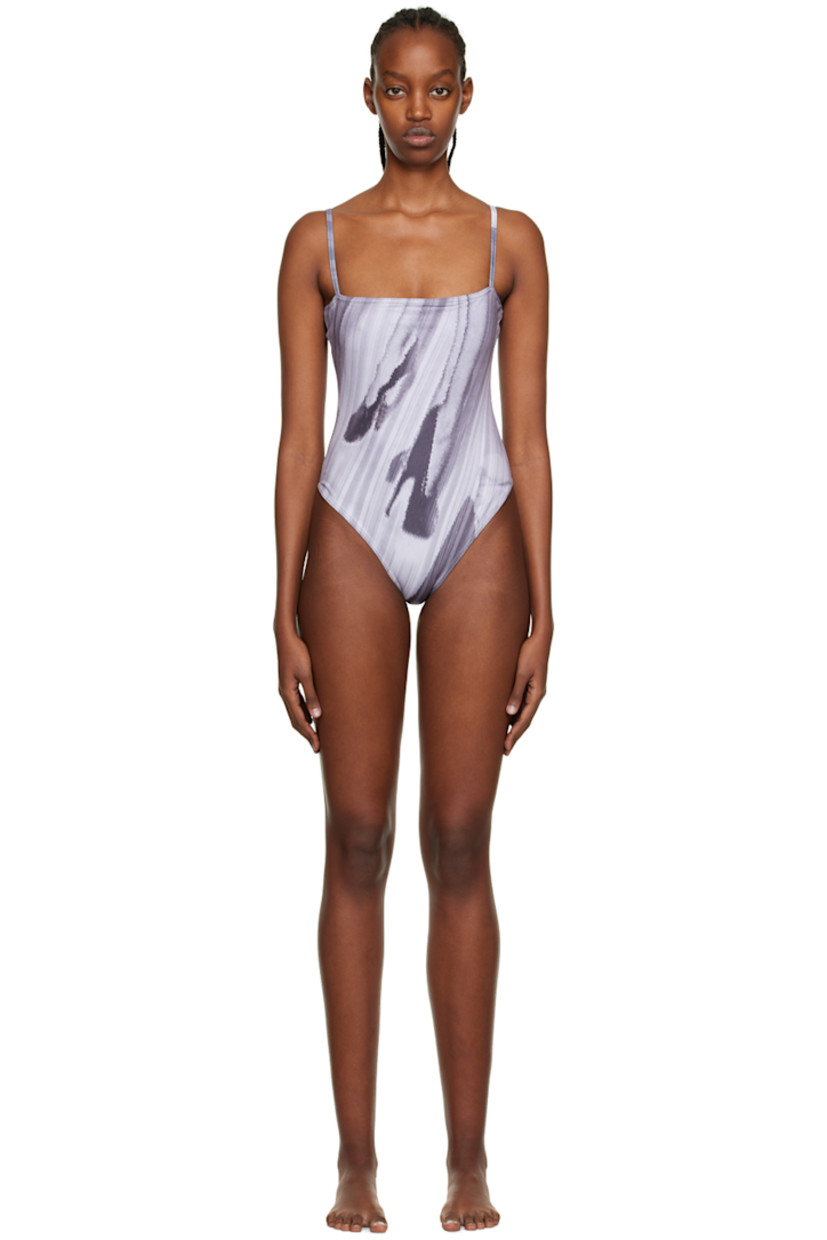 Stretch recycled PET one-piece swimsuit. Pattern printed throughout. 

· Square neck
· Fixed shoulder straps
· Fully lined

Available exclusively at SSENSE. 

Supplier color: Grey